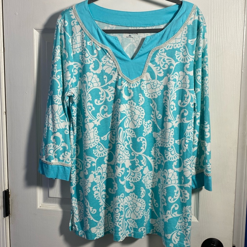 Croft & Barrow 3/4 Sleeve Printed Tunic Top XL